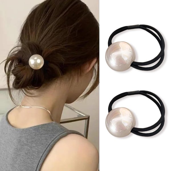 Pearl Hair Scrunchies for Women French White Pearl Elastic Scrunchies Elegant Hair Ties Hair Accessories for Thick Hair High Ponytail Holder Hair Jewels for Girls
