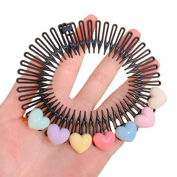 1 Pc Black Stretchy Full Circles Comb Plastic Circular Hair Comb Stretchy Headband Holder For Women Girls Comb Hair Clips Broken Hair Ar Hair Combs Styling Bobby pins and hair accessories