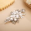 Chargances Bridal Flower Crystal Hair Comb Wedding Leaf Rhinestone Hair Side Comb Vintage Big Flower Handmade Hair Accessories for Bridesmaid Prom Flower Girls (Silver)