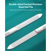MR.GREEN Nail File,Professional Double Sided Stainless Steel Nail File with Non-Slip Handle and Leather Case,Pointed Nail Buffering Files Washable, Metal Nail File for Men and Women