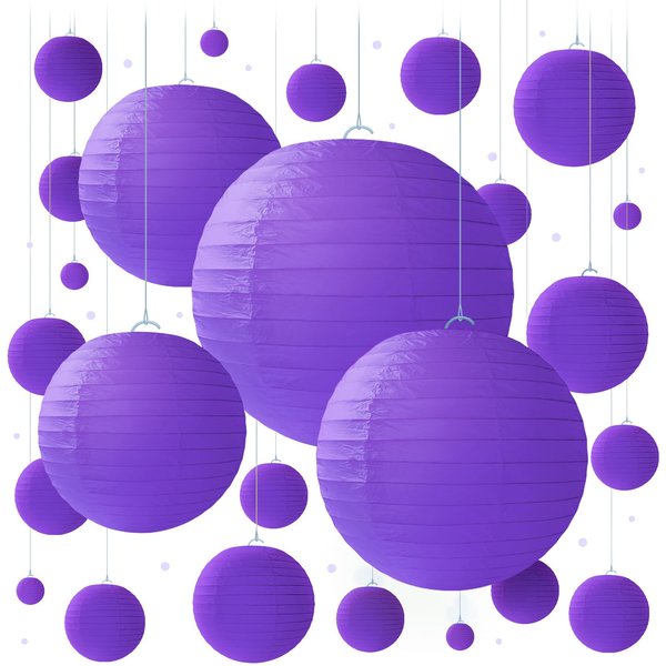Purple Paper Lanterns - 25 Piece Set - Party Decorations for Birthdays, Weddings and Special Occasions by Avoseta