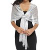 Rheane Silver Shawl for Evening Dresses and Weddings - Glittery Fall Wedding Wrap