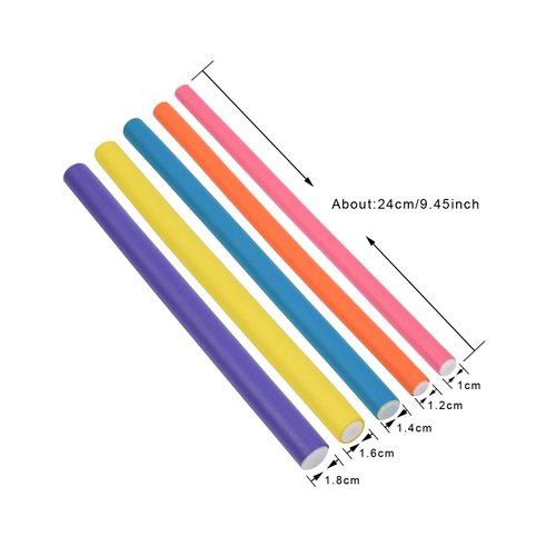 30 Pieces Flexi Curling Rods No Heat Hair Curlers 9.45 Inch Hair Curlers for Short, Medium and Long Hair (5 Colors)