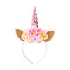 Nishine Glitter Unicorn Horn Headband Simulated Rosebush Crown Tiaras Hair Band for Birthday Unicorn Party Supplies (Pink)