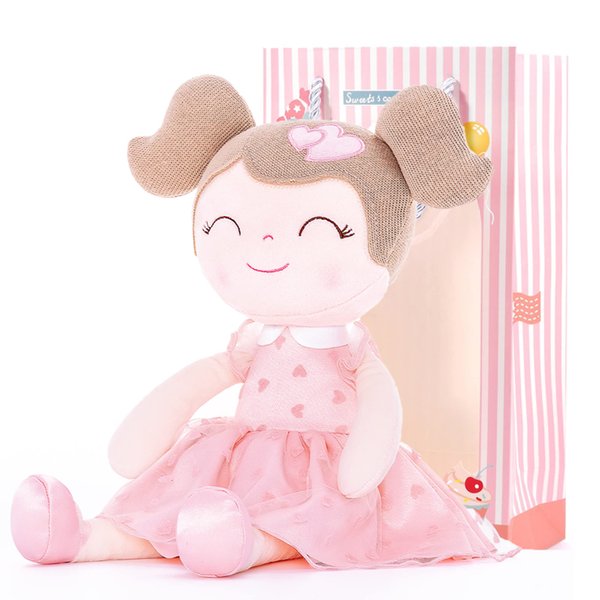 Gloveleya Baby Doll Valentines Day Gifts I Love You Gifts Soft Toy Plush Dolls Pink Flocking Heart Girl 16 Inches