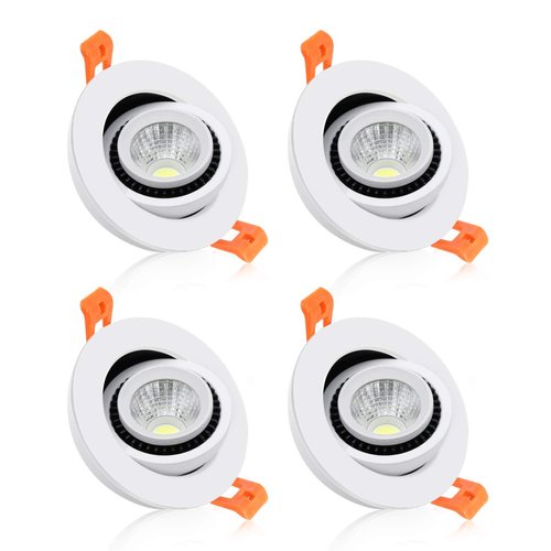 YGS-Tech 2 Inch Eyeball Gimbal LED Recessed Lighting Dimmable Downlight, 3W (35W Halogen Equivalent) Adjustable Spotlight, 4000K Natural White, CRI80, Ceiling Light with LED Driver (4 Pack)