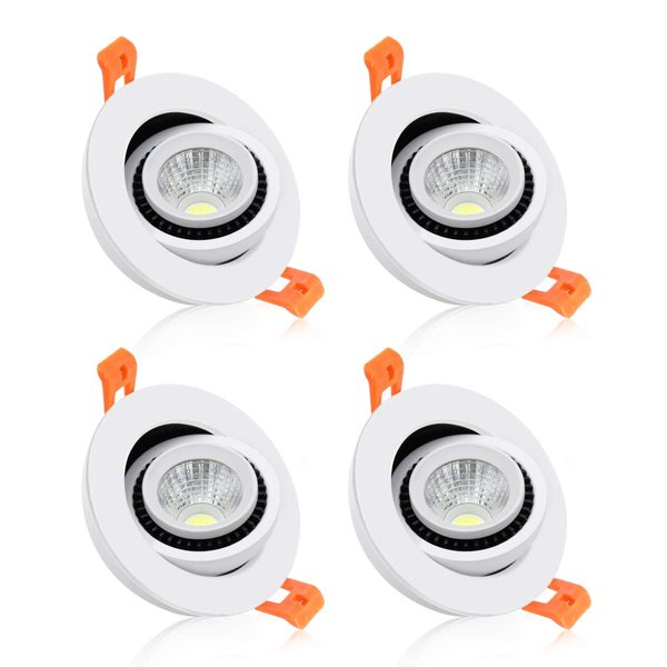 YGS-Tech 2 Inch Eyeball Gimbal LED Recessed Lighting Dimmable Downlight, 3W (35W Halogen Equivalent) Adjustable Spotlight, 4000K Natural White, CRI80, Ceiling Light with LED Driver (4 Pack)