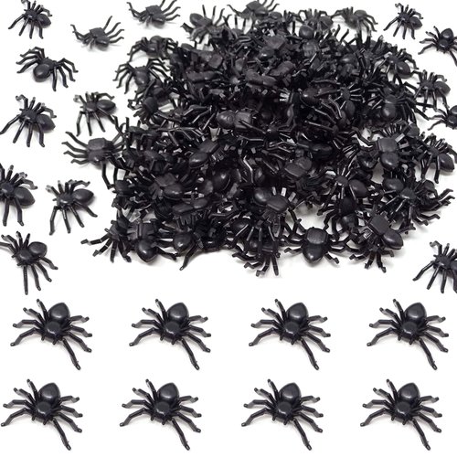 MYUBWTF 120 PCS Mini Fake Spider，Plastic Black Spider Toys, Simulated Insect Toys for Funny Prank Spider and Joke Halloween Party Supplies