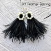 AWAYTR Ostrich Feather Trim Fringe - Satin Ribbon Dress Sewing Crafts Costumes Decoration Pack of 2 Yards (Black)