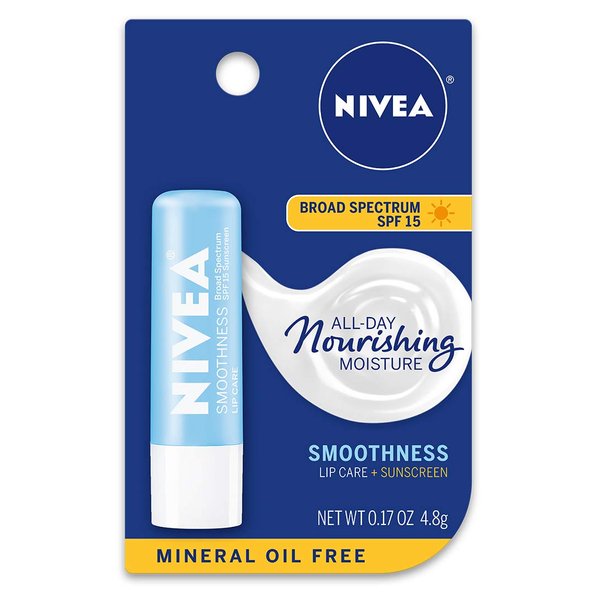 NIVEA Smoothness Lip Care - Broad Spectrum SPF 15 For Chapped Lips - .17 oz. Stick