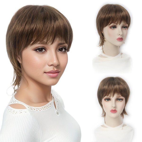 MEDISIFA Ash Brown Blonde 80s Wig with Bangs for Women Mullet Disco Party Womens Wig Short Curly Wolf Cut Women Wigs for Man Male Lady Ladies Hippie Rocking 80s 90sThem Party Cosplay Costume
