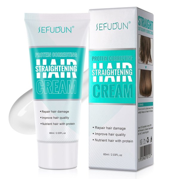 Hair Straightening Cream Protein Correcting: Repairing Damaged Hair Nourishing Fast Smoothing Silk & Gloss Hair for Women and Men