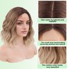 NOSTALGIA Short Ombre Blonde Wigs 14 Inch Wavy Curly Bob Wig Shoulder Length Middle Part Wigs Natural Looking Synthetic Blonde Hair Wigs for Women Daily Party Use