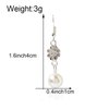 Allereyae Vintage Rhinestone Pearl Drop Earrings Crystal Flower Dangle Earrings Silver Pearl Earring Cz Flower Hook Earrings Jewelry for Women and Girls