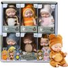 6 Pcs Mini Baby Dolls 4 Inch Gift Set, Cute Small Baby Doll Toys with Animal Clothes and Bunk Bed for Kids 3+ Year Old Gift (Style D)