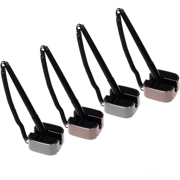 SoftRound 4 Pcs Desktop Gel Ink Pen/Counter Pens with Adhesive-Backed Base, Black Ink, Random Color