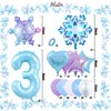 Snowflake Decorations 3rd Birthday Decorations for Girl, 40 Inch Light Blue Number 3 Balloon Blue and Purple Party Decorations for 3 Birthday Decor Supplies