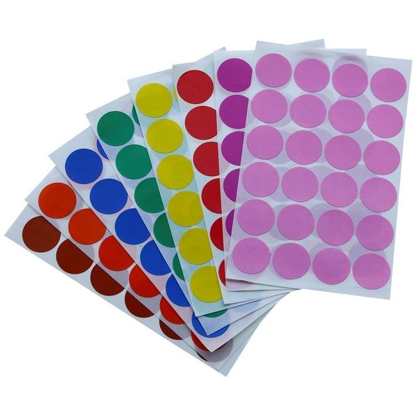Dot Sticker Color Labels 1 inch (25 mm) in Green, Yellow, Pink, Purple, Orange, Brown, Blue, and Red 768 Pack by Royal Green