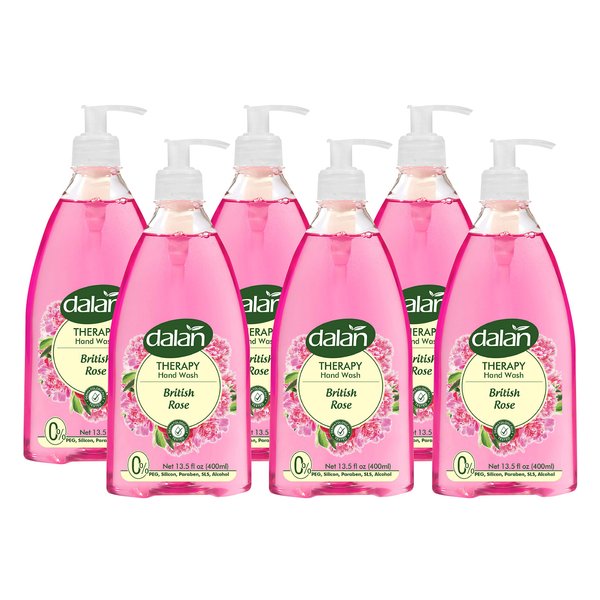 Dalan Therapy British Rose Ultra Moisturizing Liquid Hand Soap for Normal and Dry Hands Fresh Clean and Soft Feeling (13.5 Fl Oz / 400 mL (Pack of 6))