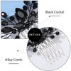 Earent Bride Wedding Hair Comb Black Crystal Hair Piece Rhinestone Halloween Hair Accessories Bridal Side Combs for Women