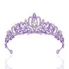 CIEHER Purple Crown Purple Tiara for Women Girls, Crystal Purple Crowns for Women Crown with 4 Hair Clips for Halloween Costume Party Prom, Purple Birthday Decorations