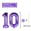 10 Number Balloon Purple 40 inch Big Foil Mylar 10th Balloons for 10 Year Old Boy Girl Birthday Party Decorations Wedding Anniversary Events Supplies
