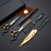 Black Gold Hair Cutting Scissors Professional Stainless Steel Barber Hair Thinning Shears Salon Multifunctional Straight Hair Cutting Shears Teeth Scissors Hair Cutting Scissors Kit for Home Use