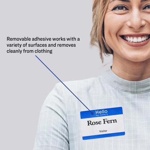 Avery Hello My Name is Name Tags, White with Blue Border, 100 Removable Name Badges (05141)