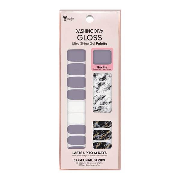 Dashing Diva Natural Wonder Gel Sticker Decal, 32 Pieces, Chip Resistant, Long Lasting, Marble & Gold Foil, Glossy Finish, Quick Application, Includes Prep Pad & Nail File