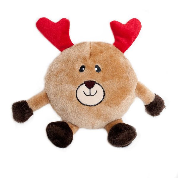ZippyPaws Holiday Brainey Reindeer Squeaky Plush Dog Toy