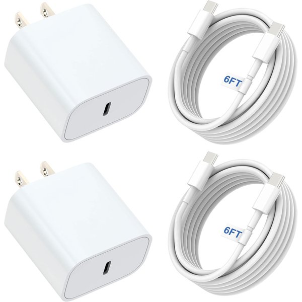 Charger for iPhone 16 15 Charger Fast Charging, 2 Pack USB C Fast Wall Charger Block with 6FT USB C to C Cable Compatible for iPhone 16/16 Plus/16 Pro/16 Pro Max 15/15 Plus/15 Pro/15 Pro Max and More