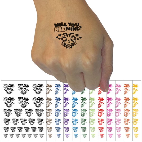 Will You Bee Mine Temporary Tattoo Water Resistant Fake Body Art Set Collection - Light Blue (One Sheet)