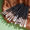 Jessup Eye Makeup Brushes Set Professional 15pcs with Eyeshadow Blending Concealer Eyebrow Eyliner Brush (Pearl Black/Silver)
