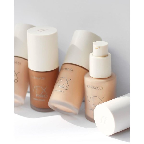 FARMASi Vfx Pro Foundation, Full Coverage Liquid Cream, Lightweight Long Lasting Coverage, Breathable Skin Moisturizer with Color True Matte Blending, Face Makeup, 1 fl. oz / 30 ml - Neutral Medium 12