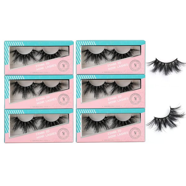 SY SHUYING 6 Pairs 25mm Mink Lashes 3D Real Mink Eyelashes Dramatic Fluffy False Eyelashes 100% Handmade 6D Wispy Cross Long Thick Soft Reusable Fake Eye Lahses (Doll)