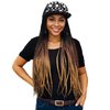 ELVAELFI 24inch Box Braid Hair Extensions Ombre Brown, Punk Studs Flat Baseball Cap Wigs for Women Girls Easy Wear