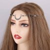 Obmyec Boho Moon Head Chain Silver Crystal Headpieces Crescent Halloween Hair Chains Rhinestone Prom Headbands Festival Costume Hair Accessories Gift for Women and Teen Girls