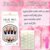 Press on Nails Long Coffin French Tips Glossy Artificial Fake Nails with Butterfly Designs Ballerina Long Square Acrylic False Nails Glue on Nails Full Cover Stick on Nails Fingernails for Women