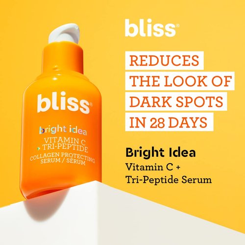 Bliss Bright Idea Vitamin C + Tri-Peptide Brightening Serum - 1 Fl Oz - Hydrating Illuminating Face Cream with Peptides - Clean - Vegan & Cruelty-Free