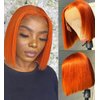 Ginger Orange Bob Wig Human Hair Straight 12 Inch 13x4 Lace Front Wigs Human Hair Pre Plucked with Baby Hair 13x4 Short Bob Transparent Lace Frontal Wigs for Black Women 150% Density
