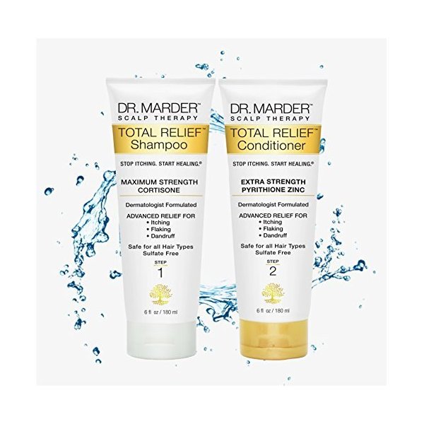 Total Relief Dermatologist Formulated A-D Anti-Dandruff Shampoo & Zinc Pyrithione Conditioner - 2 Pack Set for Men - Stop Hair Loss + Hair Growth - Treat Psoriasis Flakes Sc
