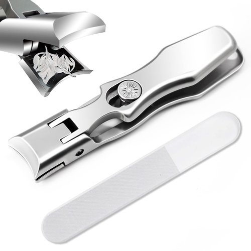 Ultra Sharp Stainless Steel Nail Clippers with Catcher, Fingernail & Toenail Clippers Splash Proof Nail Clippers Luxury Nail Cutter for Thick Nails