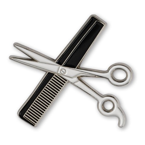 MD Shear and Comb Lapel Pin for Barbers (Black)