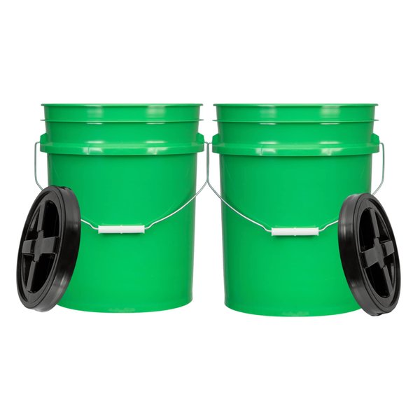 House Naturals 5 Gallon Buckets pails with screw on Air tight Lids - Food Grade - BPA Free -(Pack of 2) Made in USA pails