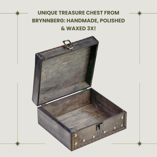 Brynnberg - Pirate Treasure Chest Storage Box - Monk 7.9x7.1x3.5 - Durable Wooden Treasure Chest with Lock - Unique Handmade Decorative Wood Storage Box - Vintage Wood Chest Box - The Best Gift