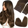 GOO GOO Clip in Hair Extensions Real Human Hair, 22inch 150g 9Pcs, 4A Chocolate Brown, Remy Human Hair Extensions Clip ins for Women, Natural Human Hair