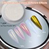 White Pearl Chrome Nail Powder - Aurora Ice Shimmer Nail Powder Chrome Pigment Powder for Nails, Gifts for Women Mirror Effect Glitters Nail Art Powder for DIY Salon
