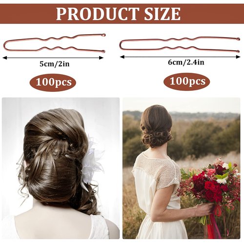 200Pcs 2.4 & 2Inches Hair Pins for Buns Hair Bun Pins Bun Hair Pins With Storage Box for Women Girls and Hairdressing Salon (Brown)
