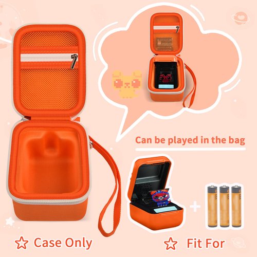 Case for Bitzee Interactive Toy Digital Pet and Case, Hard Carrying Holder for Virtual Electronic Pets React to Touch, Protective Container for AA Batteries and Other Accessories (Box Only)-Orange