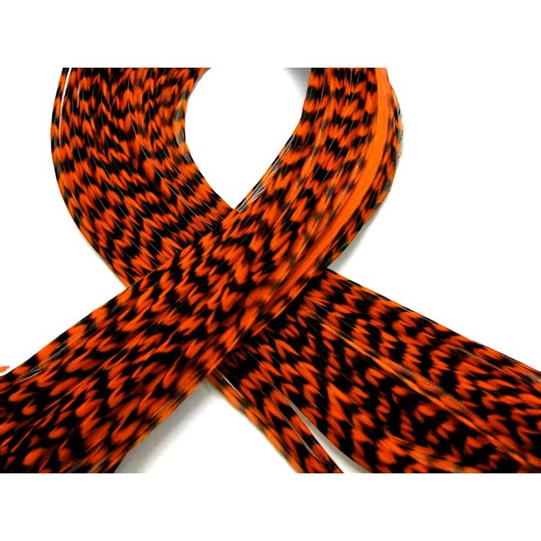 10 Pieces - Orange Thin Long Grizzly Whiting Farm Rooster Hair Extension Feathers Fly Tying Craft Supply | Moonlight Feather
